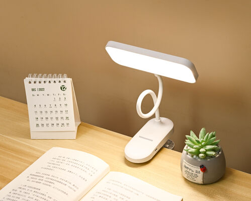 Modern LED Reading Desk Lamp with Three-Color Temperature Adjustment Square Plastic Shade Charging Function