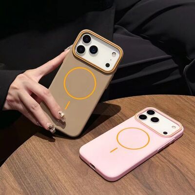 INS Style Magnetic Attachment and Metal Button Phone Case with Shock-proof Full Protection Function  for iPhone 13 14 15 16 17 PRO Max Phone Case