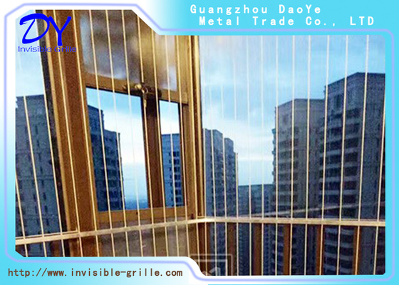 2.5mm Wire Dia. Balcony Invisible Grille Aluminum Frame Easy Cleaning