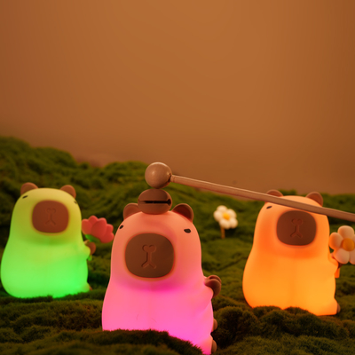Funny Cartoon Capybara Night Light Tap Control 1200mAh Rechargeable Sleeping Night Light With 7 Changeable Color