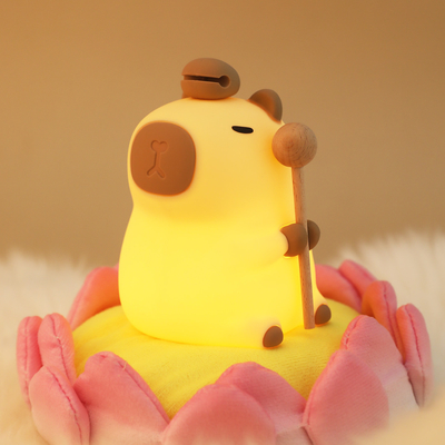 Funny Cartoon Capybara Night Light Tap Control 1200mAh Rechargeable Sleeping Night Light With 7 Changeable Color