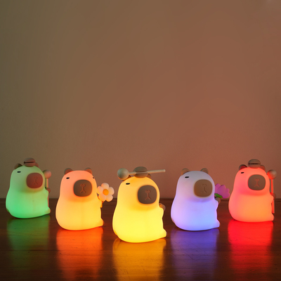 Modern Design Silicone Capybara Night Lamp Portable USB Rechargeable LED Light Source Touch Control Animal Lamp For Bedroom