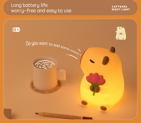 Modern Design Silicone Capybara Night Lamp Portable USB Rechargeable LED Light Source Touch Control Animal Lamp For Bedroom
