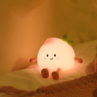 2024 New Creative Peach Shape Night Lamp Soft Silicone 7 Color Changing Eye Care Night Light For Children Gifts Desk Lamp