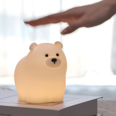 Muid Little White Bear Patting Lamp Silicone Children Soft Baby Light Sleep Bedside Bedroom Touch Night Light