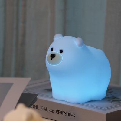 Muid Little White Bear Patting Lamp Silicone Children Soft Baby Light Sleep Bedside Bedroom Touch Night Light