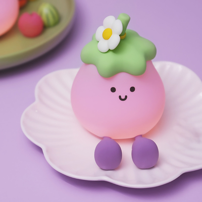 Factory Wholesale Cartoon Soft Silicone LED Night Lights Cute Small Eggplant Bedside Lamps Portable USB Rechargeable Bedroom Night Lights