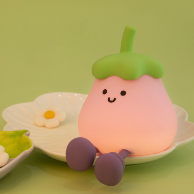 Vegetables Small Eggplant Silicone Lamps USB Rechargeable Bedroom Bedside Pat Night Lights For Gifts