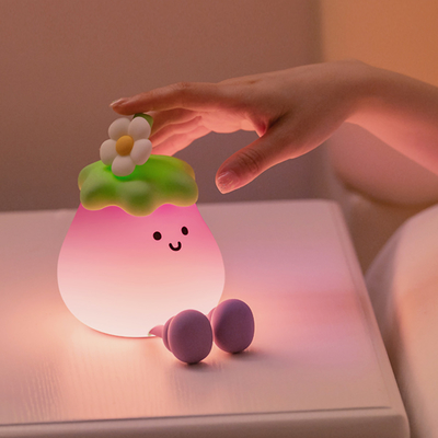 Vegetables Small Eggplant Silicone Lamps USB Rechargeable Bedroom Bedside Pat Night Lights For Gifts