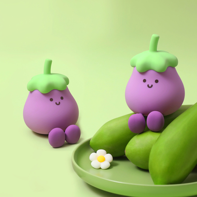 Factory Wholesale Cartoon Soft Silicone LED Night Lights Cute Small Eggplant Bedside Lamps Portable USB Rechargeable Bedroom Night Lights
