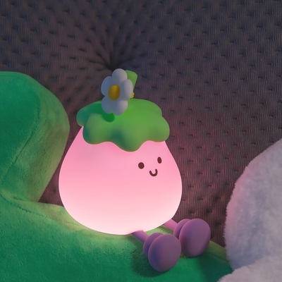 Vegetables Small Eggplant Silicone Lamps USB Rechargeable Bedroom Bedside Pat Night Lights For Gifts