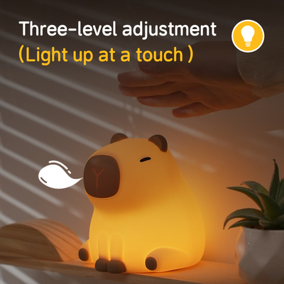 New Cute Capybara Silicone Night Light Usb Rechargeable Led Pat Lamp Timing Dimming Decorative Table Sleep Night Lamp