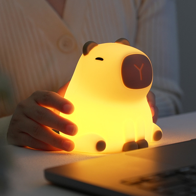 New Cute Capybara Silicone Night Light Usb Rechargeable Led Pat Lamp Timing Dimming Decorative Table Sleep Night Lamp