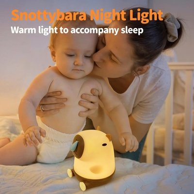 Wholesale Capybara Night Light Cute Animal Night Lamp Snottybara Silicone Touch Lights Decor Portable Rechargeable For Kids