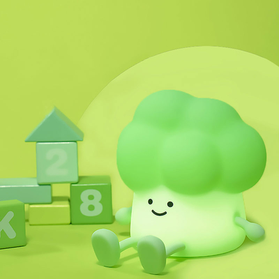 Cute Cartoon Broccoli To Accompany Children To Sleep Silicone Night Light Rechargeable Bedside Vegetable Lamp
