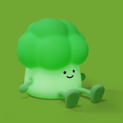 Cute Cartoon Broccoli To Accompany Children To Sleep Silicone Night Light Rechargeable Bedside Vegetable Lamp