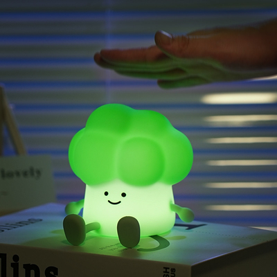 Cute Cartoon Broccoli To Accompany Children To Sleep Silicone Night Light Rechargeable Bedside Vegetable Lamp