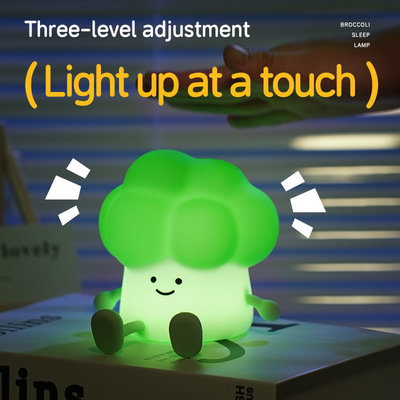 DY Trendy Sleep Silicone Night Light Rechargeable Bedside Vegetable Lamp 3 Level Dimming Broccoli Night Light