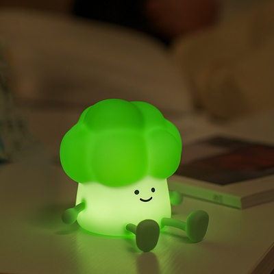 Cute Cartoon Broccoli To Accompany Children To Sleep Silicone Night Light Rechargeable Bedside Vegetable Lamp