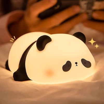 Silicone Panda Lamp 1200mah Sensitive Tap Control Warm White Breathing Light Portable LED USB Rechargeable Night Light
