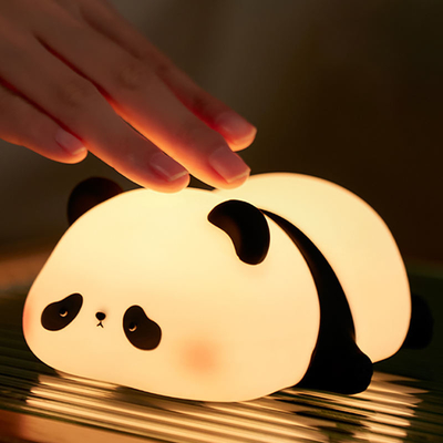 Silicone Panda Lamp 1200mah Sensitive Tap Control Warm White Breathing Light Portable LED USB Rechargeable Night Light