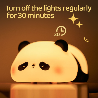 Silicone Panda Lamp 1200mah Sensitive Tap Control Warm White Breathing Light Portable LED USB Rechargeable Night Light