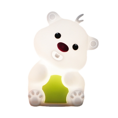 Cute Bear Shape Silicone Night Light Silicone Bedroom Decor Table Rechargeable Bedside Lamp