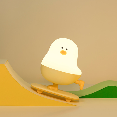 Modern Rechargeable LED Skateboard Chicken Night Lamp ABS Bedroom Desktop Decor With Touch Power Holiday Gift For Sleepers
