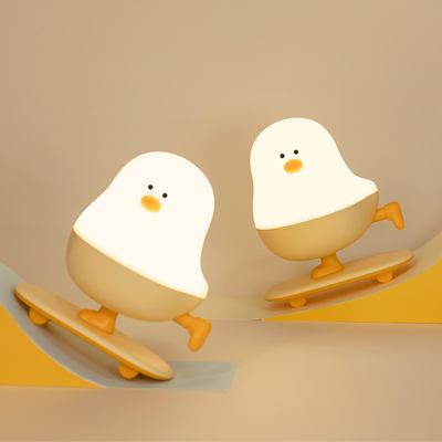 Modern Rechargeable LED Skateboard Chicken Night Lamp ABS Bedroom Desktop Decor With Touch Power Holiday Gift For Sleepers