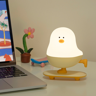 Modern Rechargeable LED Skateboard Chicken Night Lamp ABS Bedroom Desktop Decor With Touch Power Holiday Gift For Sleepers