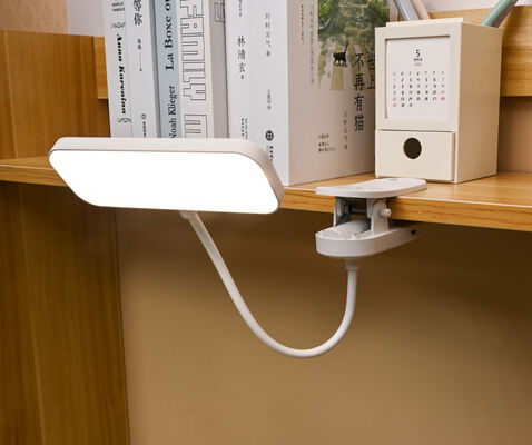 Modern LED Reading Desk Lamp with Three-Color Temperature Adjustment Square Plastic Shade Charging Function