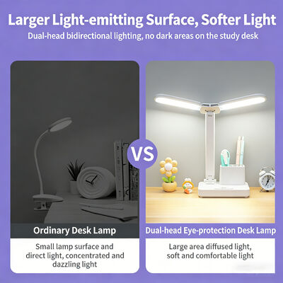 Modern Double-Headed LED Night Light Rechargeable ABS Body Folding Clock Lamp Square Brightness Table Desk Lamp for Home Use
