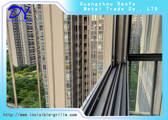 2m / Set Aluminum Rail Track Window Invisible Grille 316 Wire Vertical Installation