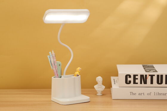 Modern LED Desk Lamp with USB Charging 3 Flexible Pen Holders Phone Holder Stepless Dimmable for Bedroom Study for Reading Room