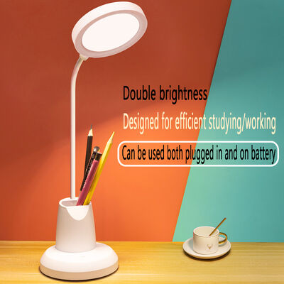 Modern Simple Pen Holder Desk Lamp LED Rechargeable Plug-in Eye Protection Study Lamp College Dormitory Reading Lamp Touch